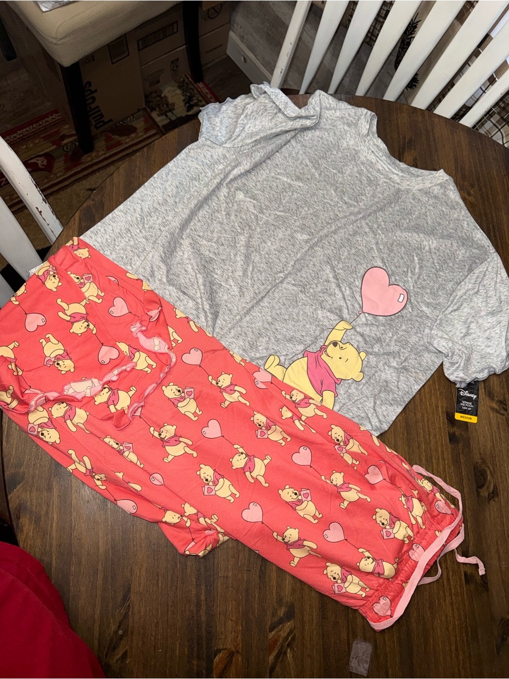 Disney Pink & Gray Winnie the Pooh Heart Pajama Set
